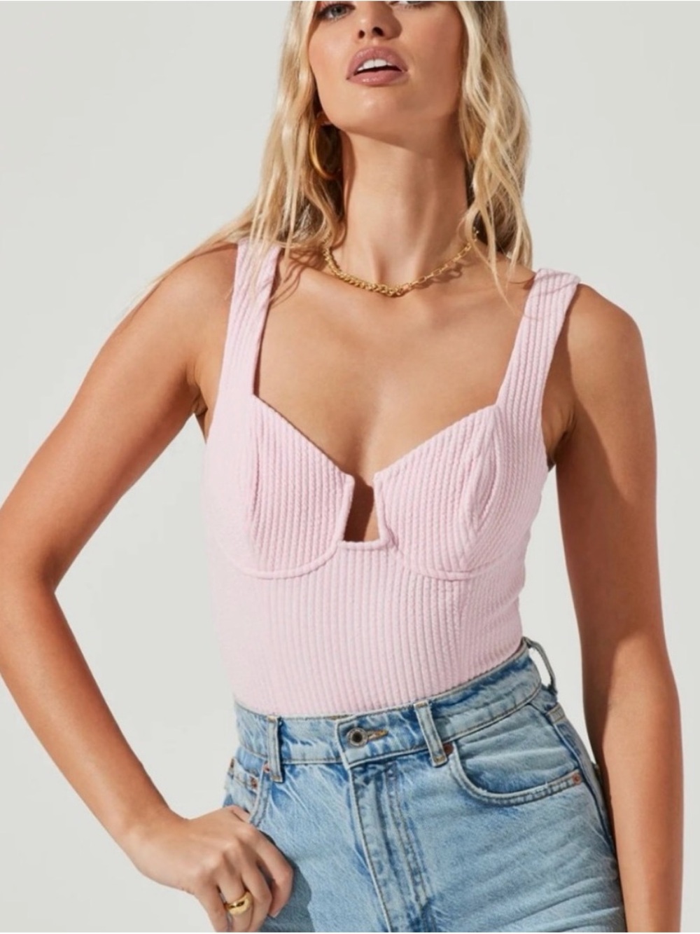 ASTR the Label Aria Bustier Bodysuit in Pink